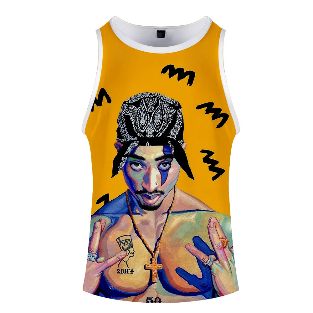 Перекрестная граница,, американский рэп певец 2PAC, ремненс сервис, 3D летний мужской женский жилет