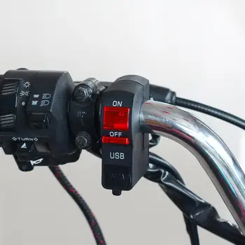 

12V Motorcycle Lamp Headlamp Transparent Switch with Indicator Light Single USB Charging Faucet Handle Fixed Switch