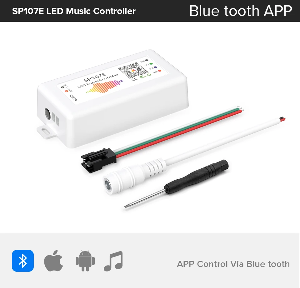 SP107E SP110E Bluetooth APP LED Music Controller For WS2812/2811 RGB Strip Light 