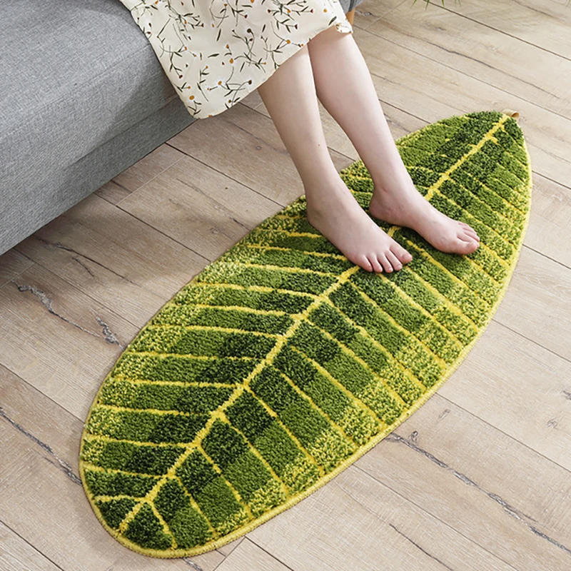 

Floor Mat Leaf Shape Kitchen Carpet Entrance Door Mat for The Bedroom Living Room Non-slip Mats Dust-proof Fluffy Rug Carpets