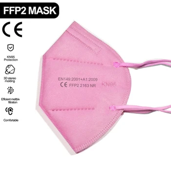 

New Pink FFP2 Mask KN95 Face Mask PM2.5 5 Layers Nonwoven Mask Breathable Protective Maske Dustproof Reusable Mouth Filter Masks