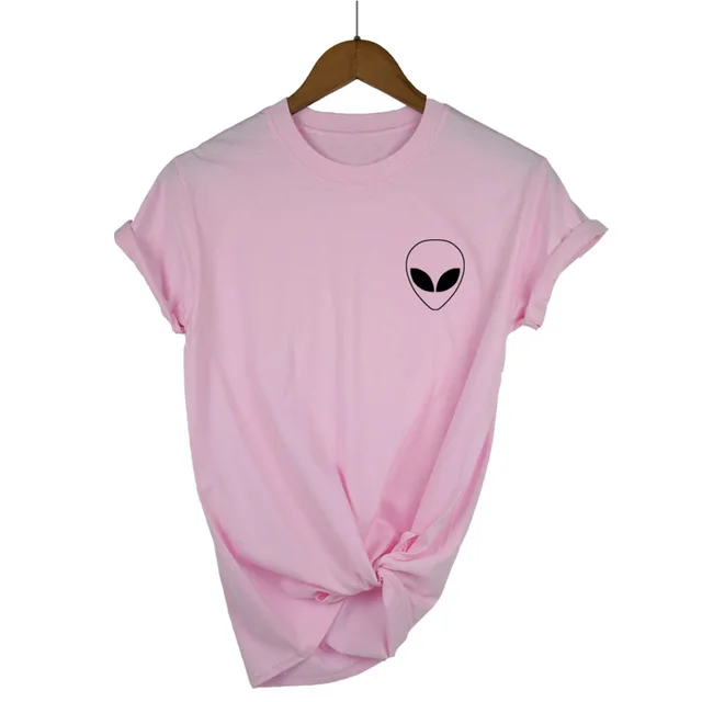 Новая модная футболка с вышивкой, футболка с пришельцами, женская футболка с коротким рукавом MARVEl, удобные женские футболки для студентов, XS-XXL - Цвет: Pink-B