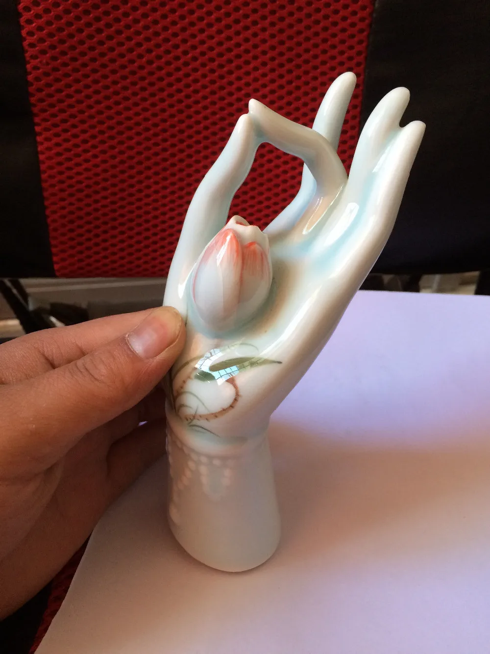 Dehua Blanco chino budismo Decoration de la mano de la estatua de Buda