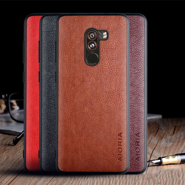 Case Xiaomi Pocophone F1 funda luxury Vintage Leather skin coque with TPU hard cover