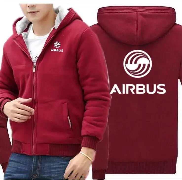 Модная Высококачественная Мужская летная куртка Airbus с капюшоном BOEING, Спортивная утолщенная камуфляжная куртка на молнии, куртка с капюшоном - Цвет: Бургундия