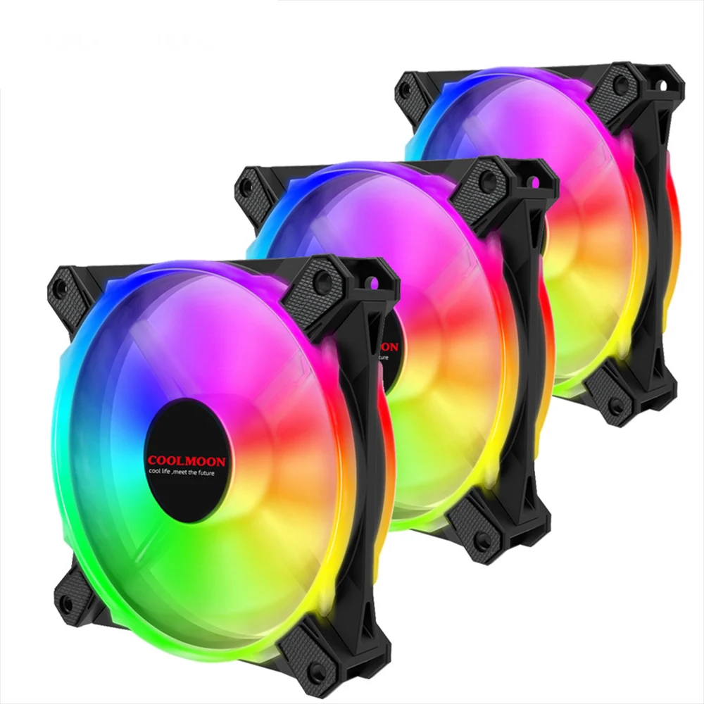 Кулер COOLMOON для ПК охлаждающий вентилятор ЦП 12 см RGB с инфракрасным дистанционным