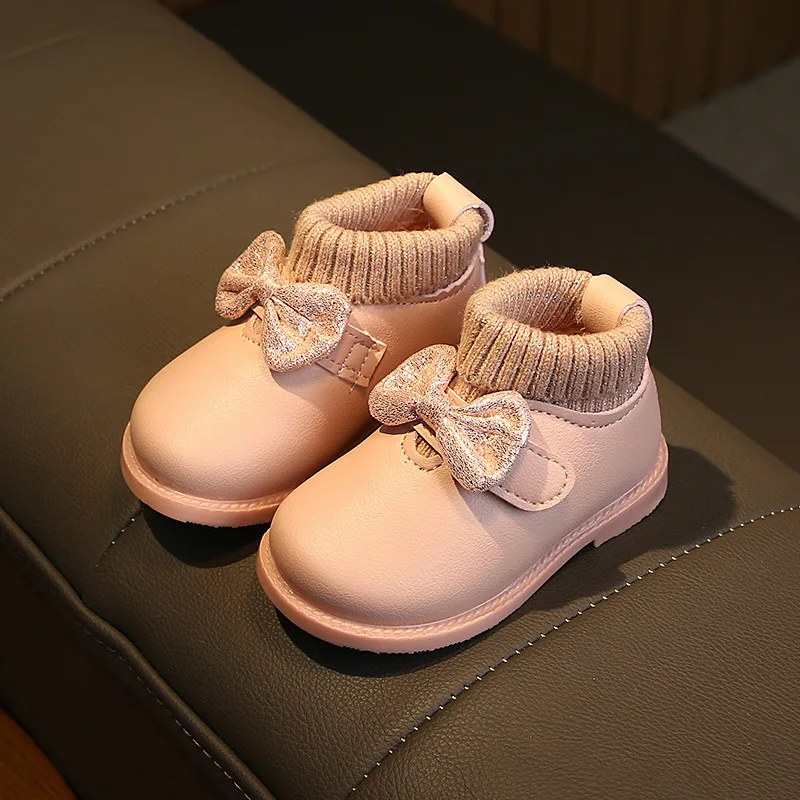 Утолщенные теплые детские повседневные кроссовки; Chausson bébе; обувь для маленьких девочек; нескользящая детская обувь для девочек; модные короткие ботинки
