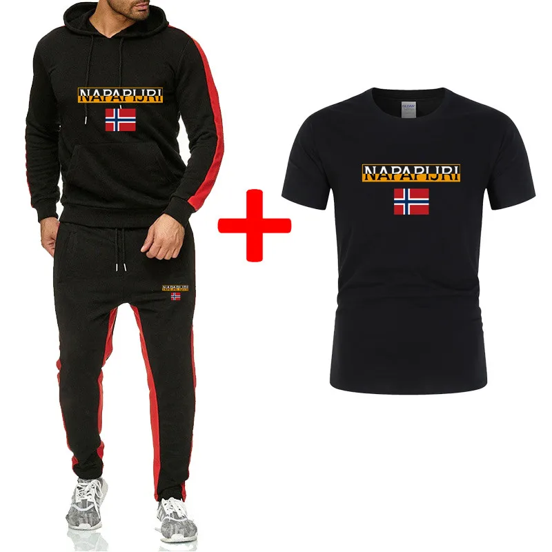 

2020 Men's Tracksuits Spring Sportswear Men Set Outwear Hoodie + Sweatpants 3 Pieces Sets Pattern Plus Size 3XL Fitness Clothing