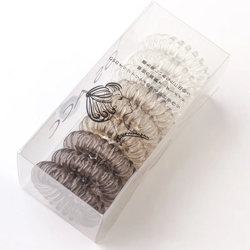 Спиральные Галстуки для волос прозрачные для женщин и девочек прозрачный телефонный шнур катушки эластичные ленты для волос не складывается веревка для волос кольцо инструмент для укладки