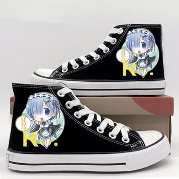 

Anime Re:Life in a different world from zero Cosplay Anime Canvas Shoes Cos Unisex campus personality flat shoes High help shoes