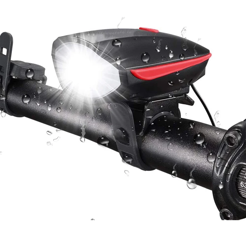 

Велосипедный передсветильник фонарь, Ультраяркий, со звуковым сигналом, зарядка через USB, для мужчин и женщин