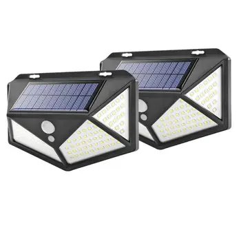 

100LED Four-Sided Solar Power Light 3 Modes 120 Degree Motion Sensor Angle Wall Lamp Waterproof Outdoor Yard Garden Lamps