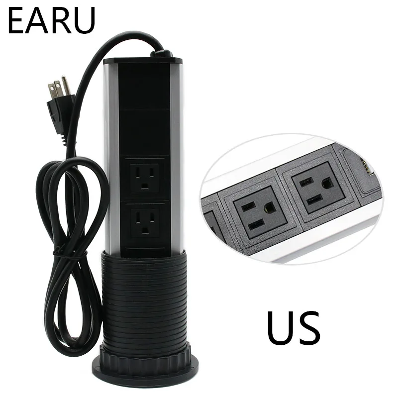 220V 16A тянуть POP UP электрические 3 розетки с 2 портами (стандарт Кухня Стол выдвижной