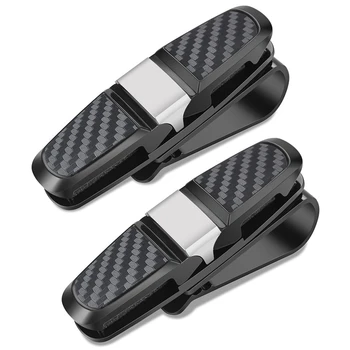 

2 Pack Glasses Holders for Car Sun Visor, Sunglasses Eyeglasses Mount with Ticket Card Clip - Black