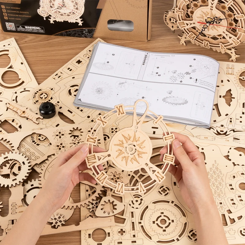 Robotime ROKR 3D Wooden Puzzle Owl Clock Wall Model Building Block Kit Toys for Kids for Gift LK503 5 Robotime ROKR 3D Wooden Puzzle Owl Clock Wall Model Building Block Kit Toys for Kids for Gift LK503 5