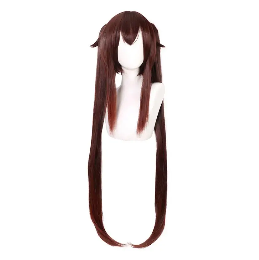 

Cosplay 110CM Anime Game Genshin Impact Hu Tao Brown Long Ponytails Wig Costume Heat Resistant Movie Hair Hutao Women