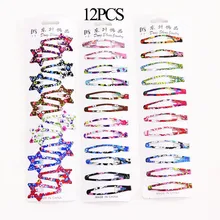 12 шт. BB зажим Европа и Америка заколка для волос детская заколка металлический цвет Леопард узор распыление краски аксессуары для волос для девочек Hea