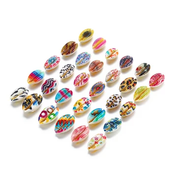

10pcs Colorful Printing Flower Natural Small Sea Shell Conch Loose Beads For DIY Jewelry Making Finding Accessories Supplies