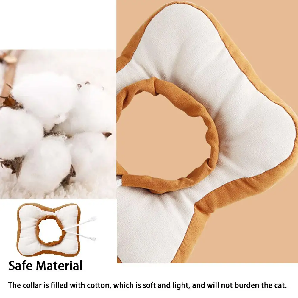 Adjustable Soft Cotton Elizabeth Dog Cat Collar Bread Shape Anti-licking Pet Recovery Collar Ring Collar for Dogs and Cats 20E