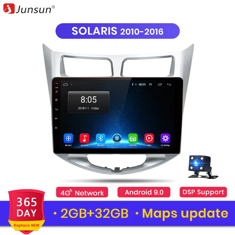 Junsun 2G + 32G Android 9 0 для Hyundai Solaris Verna Accent i25 2010 2016 Авто 2 din автомагнитола стерео плеер