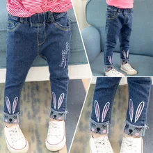Г. Осенняя новая стильная детская одежда в Корейском стиле; модные джинсы с кроликом для девочек; осенняя одежда для детей от 0 до 5 лет