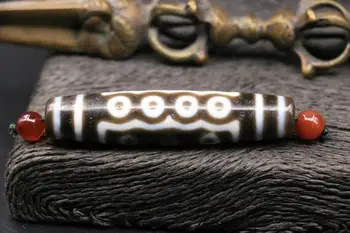 

Treasure Magic Power Magic LKbrother Magic Power Tibetan Old Agate 14 Eye 4 Stripe dZi Bead Amulet Super Long 70MM