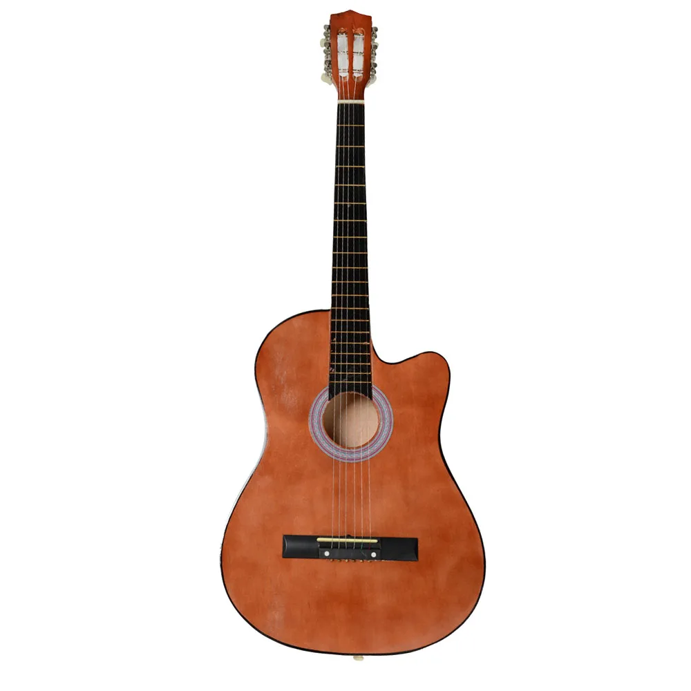 

38 Inch Creative Cutaway Acoustic Guitars with Guitar Plectrum Portable Students Wooden Guitar 19 Frets Stringed Instrument