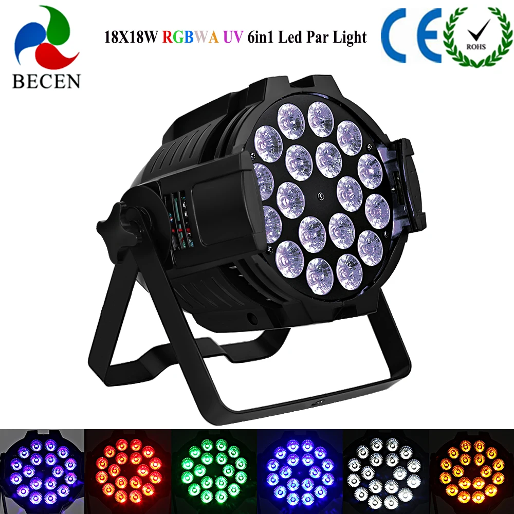 Не взимается 18x18 Вт RGBWA УФ 6in1 Led Par огни 25 градусов свадьбы Рождества 6/9CH