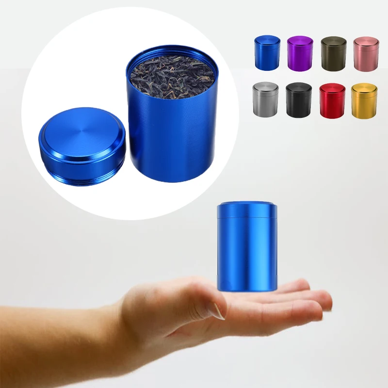 

Portable Mini Tea Caddy Travel Sealed Coffee Powder Cans Aluminum Storage Boxes Tea Leaves Container Stash Jar Smell Proof