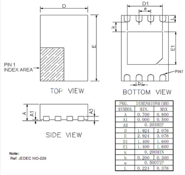 0.5mm ic tamanho do corpo 2*3mm clamshell