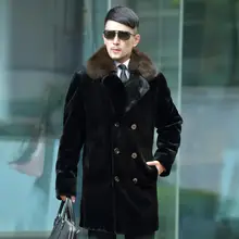 Осенняя двубортная кожаная куртка из искусственного меха норки, Мужская зимняя утолщенная теплая меховая кожаная куртка, мужские свободные куртки, модные B256