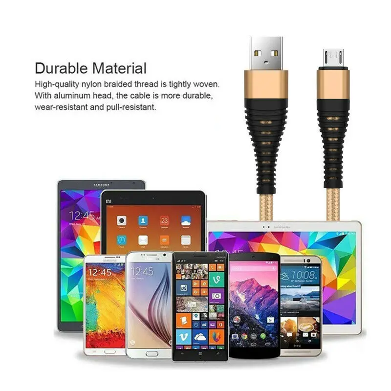 1-3 м сверхмощный Micro/IOS/type-C Плетеный 2A кабель для быстрой зарядки для samsung LG