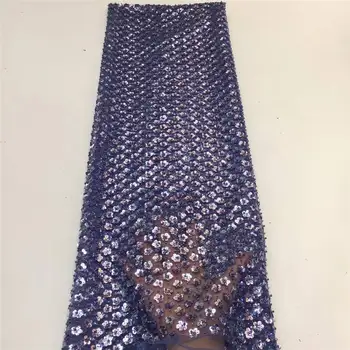 

Dark Blue Sequins African High Quality swiss Net Lace, French Voile Guipure tulle mesh Lace Fabric For dress 5yd / lot Free