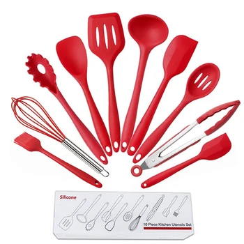 

10 Pcs Silicone Cooking Tool Set Proven Cookware Kitchen Spoon Spatula Soup Spoon Scoop Scraper Non-stick Cookware Kitchen Tools