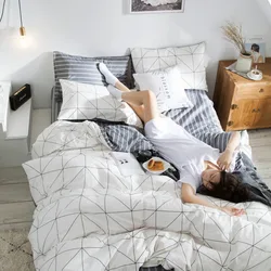 2/3 pieces set Simple Quilt Cover And Pillow Case Queen Bed Comforter Sets Pure Cotton Bedding