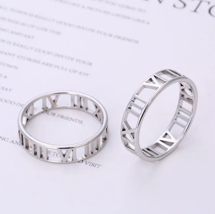 1 pc Kpop Fashion Hollow Design Silver Ring Group Roman Numerals Number Seventeen Trendy Knuckles Rings for Girls Unisex Fans