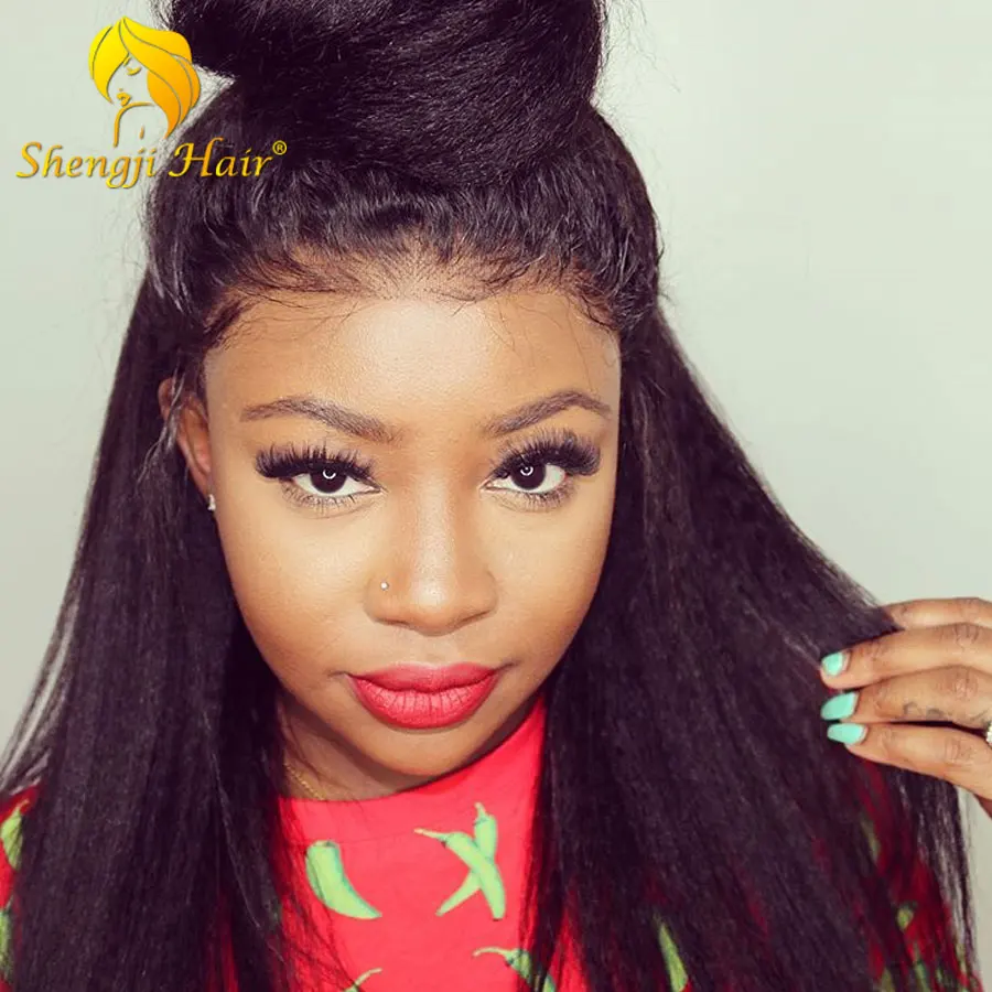 

Kinky Straight Lace Front Human Hair Wigs For Black Women 13x6 Lace Wigs Pre Plucked With Baby Hair SHENGJI Brazilian Remy Hair Bleached Knots