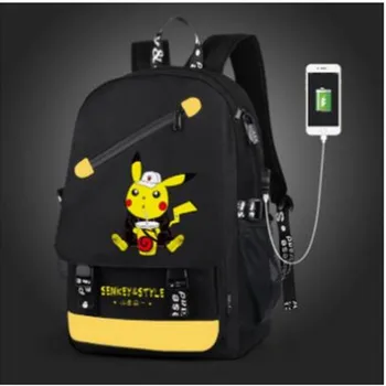 

USB Charging school bags for teenagers boys girls big capacity school backpack waterproof satchel kids Pokemon book bag mochila