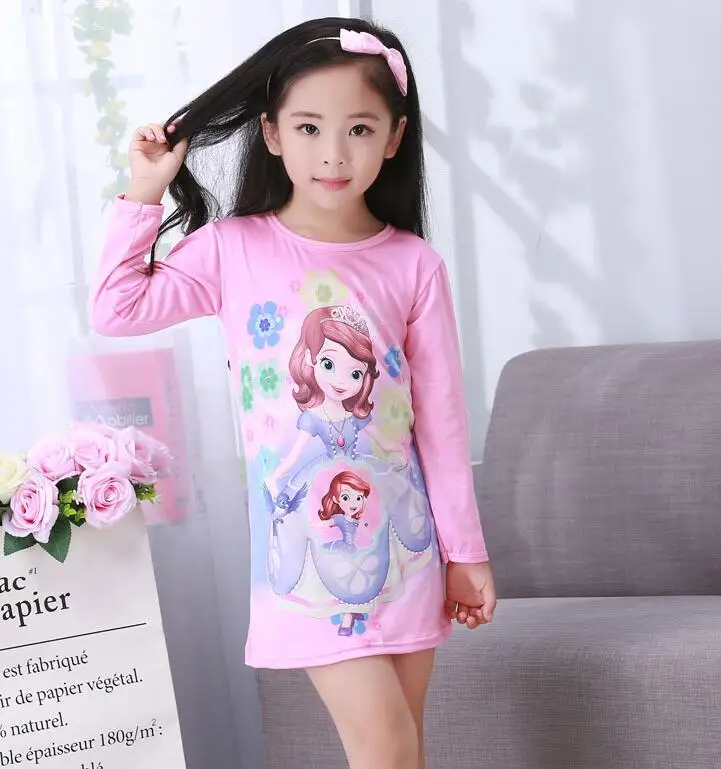Красивая Осенняя ночная рубашка для девочек; пижамы с длинными рукавами для девочек; детская одежда для сна; Детское ночное платье с героями мультфильмов; ночная рубашка для подростков; H694 - Цвет: STYLE 12