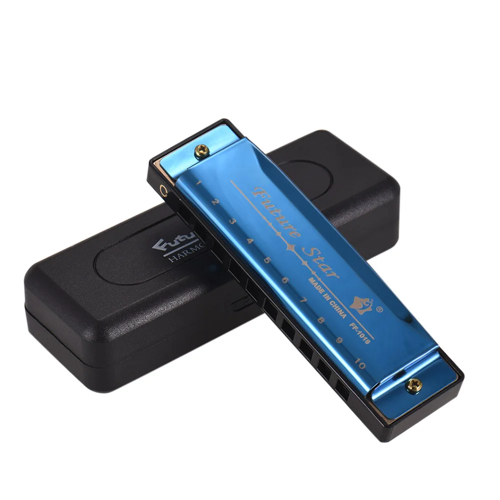 Key of C Diatonic Harmonica Mouthorgan with ABS Reeds Mirror Surface Design 10 Holes Blues for Beginners 4 Colors | Спорт и
