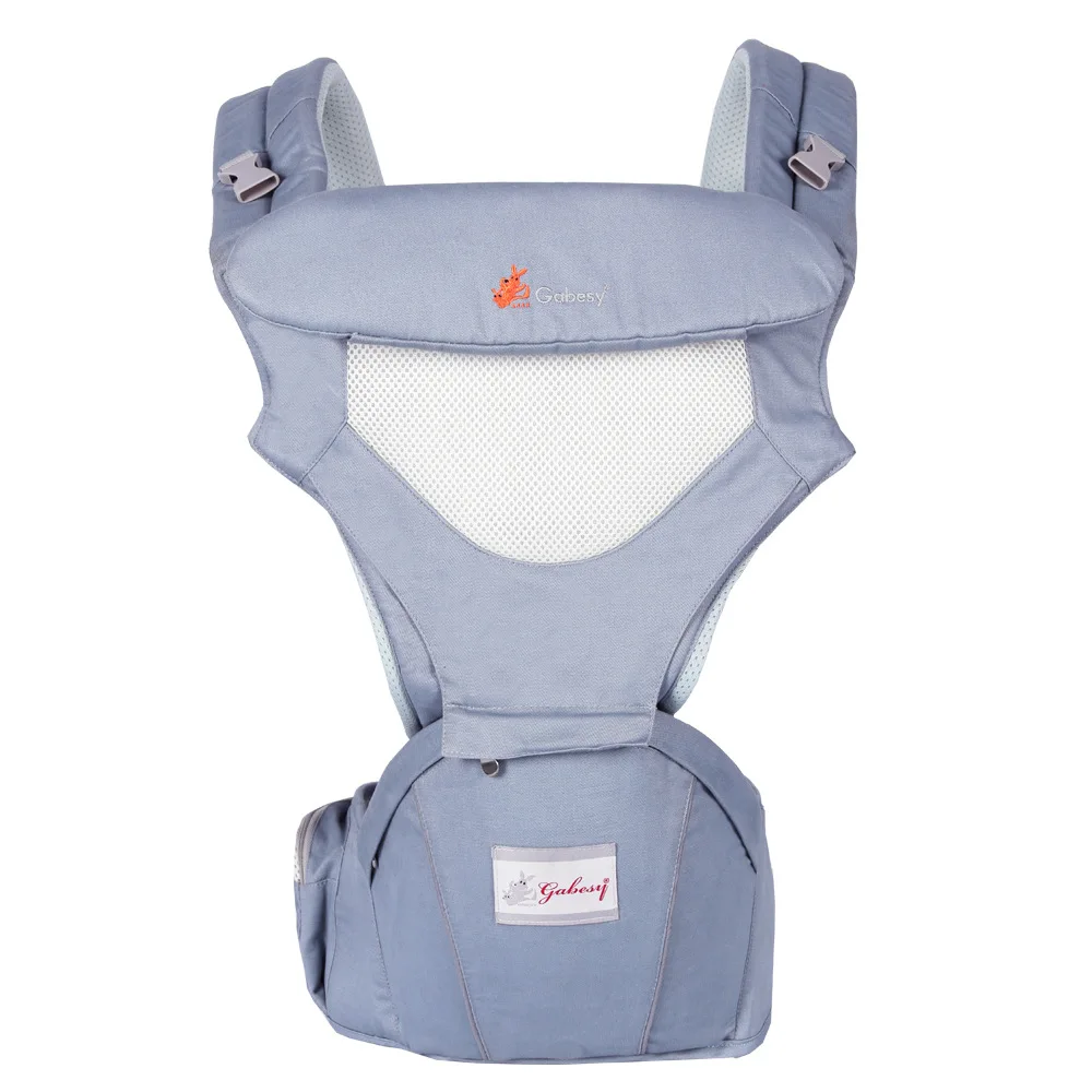 Детская переноска Эргономика Hipseat дышащий Портативный кенгуру перевозчик Детский рюкзак для Carring детский слинг - Цвет: Gray