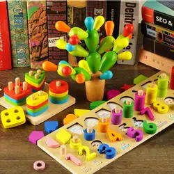 Сборка для маленьких детей, обучающая игрушка для девочек и мальчиков, детский волшебный Джек, деревянные строительные блоки 1-2-3-6, один-и-