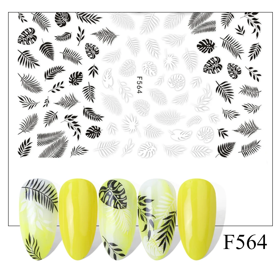 1 шт наклейка для ногтей черная буква водная ползунок цветок Фламинго летний дизайн ногтей переводные наклейки маникюрные обертки Фольга Инструмент LEF554-563