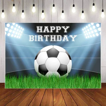 

Photography Backdrop Baby Children Birthday Party Grassland Football for Boys Photographic Photo Studio Backdrop Photo Prop