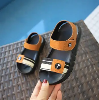 

2020 New Children Pu Leather Sandals Boys Sports Beach Sandals Easy Hook Baby Summer Shoes Soft Anti-slip Casual Sandals