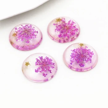 

New Fashion 5pcs 25mm Purple Natural Dried White Chrysanthemum Flowers Cabochons Cameo-V1-03