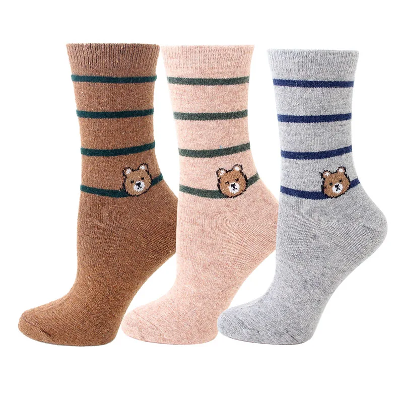 Женские хлопковые милые носки, женские забавные носки с героями мультфильмов, Harajuku, Разноцветные полосатые модные носки, 3 пар/лот# F