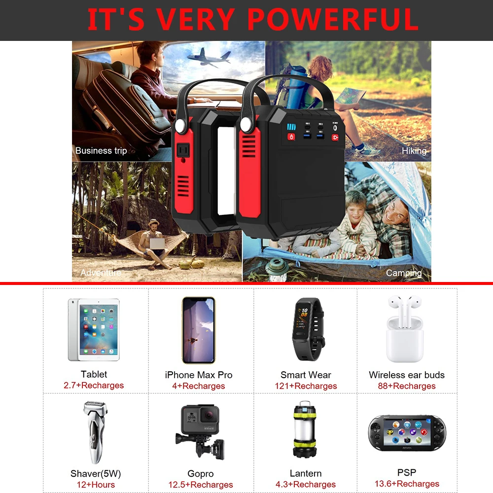 80W LCD Солнечный генератор питания инвертор открытый UPS источник PD3.0 хранение