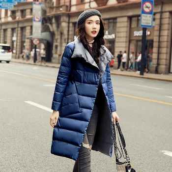 

Winter thin double-faced down jacket women long section 2019 new Korean version of the tide Slim white duck down knee coat K149