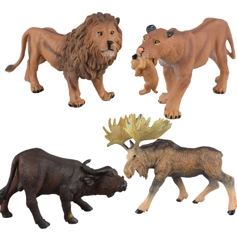New Products Animal Model Africa Wild Forest Animal Picture Lion Bison Snow Deer Model Ornaments